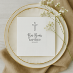 Outline cross baptism napkin for the christening reception table