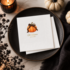 Custom pumpkin napkins printed in the USA, pumpkin ribbon design