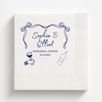Ribbon Bow Names rehearsal dinner napkin with names and date