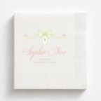 Ribbon & Cross Medallion baptism napkin personalized with a name and date