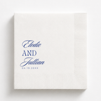 Stacked Names & Date wedding napkin with names above the date