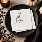 Custom Halloween cocktail napkins printed in the USA, Til Death skeleton design