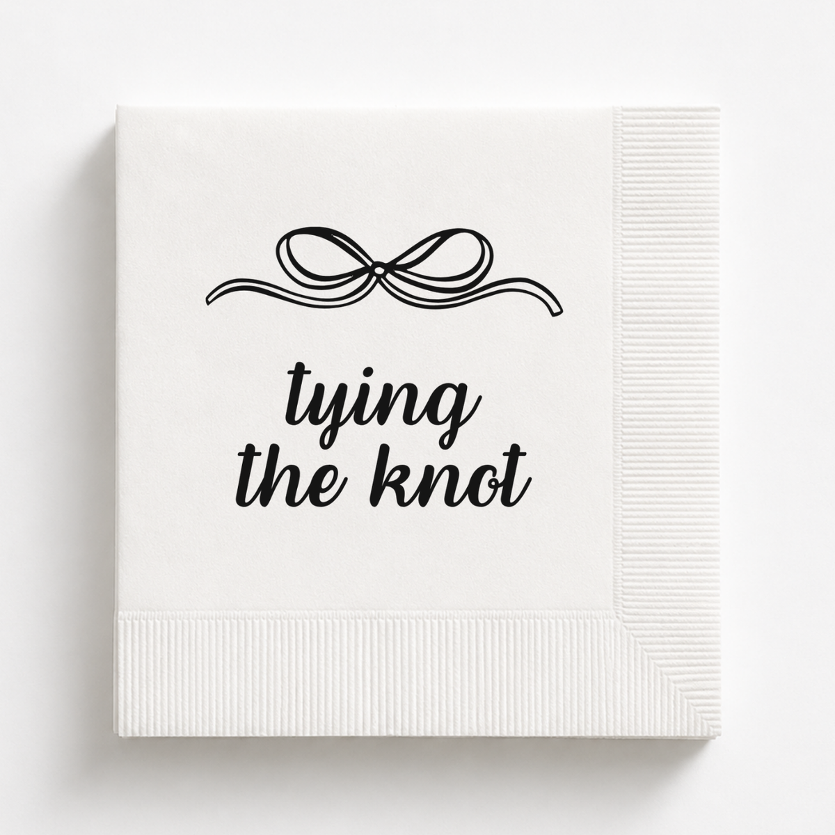 Tying The Knot Ribbon bridal shower napkin with a name