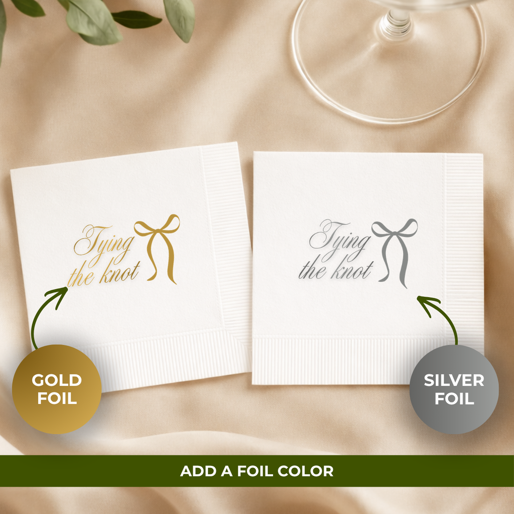 Script bow napkin for the bridal shower table